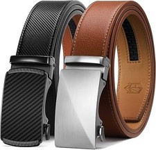 Zitahli Ratchet Belt for Men - 2 Packs Leather Mens belt For Gift Men Dress and