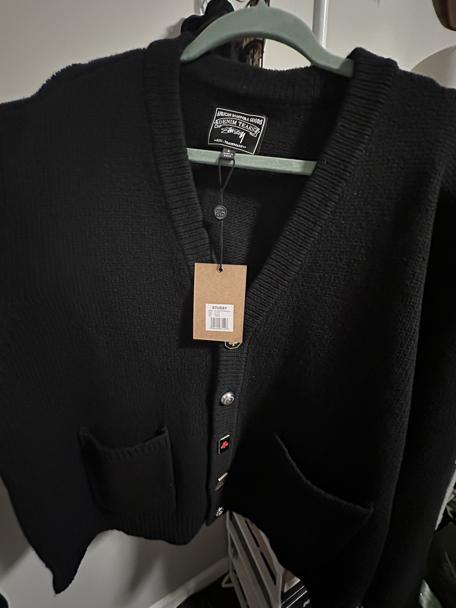 NEW Stussy X Denim Tears Playing Card Suits Cardigan Black Sizes