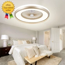 24" Bladeless Ceiling Fan with Light Remote Smart LED Ceiling Fans with App Cont