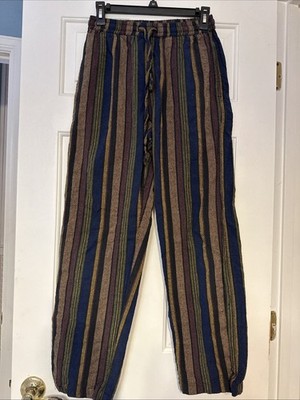 Earthbound Trading Co Pants Medium Striped Drawstring Casual Relaxed Fit