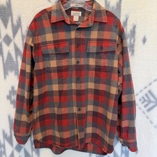 L.l.bean Chamois Cloth Shirt Mens Medium Red Plaid Heavy Cotton Button Up M Reg L.l.bean Chamois Cloth Shirt Mens Medium Red Plaid Heavy Cotton Button Up M Reg