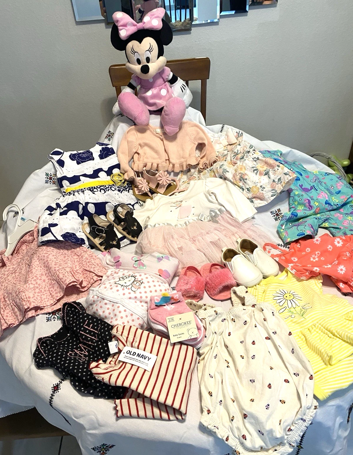 Big Lot of Baby Girl Clothes Size 3 mos - 6 mos Dresses, Shoes, Slippers & More!