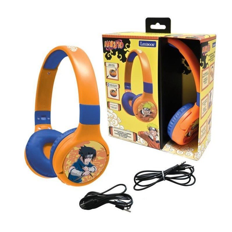Casque audio 2 en 1 Bluetooth pliable noir à volume limité pour console et tablette