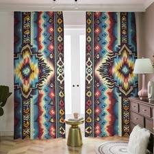 Southwestern Blackout Curtains Western Aztec Drapes Shades Rod Pocket Geometric