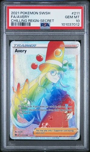 PSA 10 - SWSH Chilling Reign - Avery - 211/198 - Hyper Secret Rare