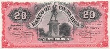 Costa Rica 20 Colones San Jose, 1.1.1906 Série C Billet non circulé AAZ 7