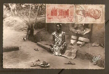 COTE d'IVOIRE-ABIDJAN -carte postale  Forêt du Banco ; Artiste indigène/ed.Estel