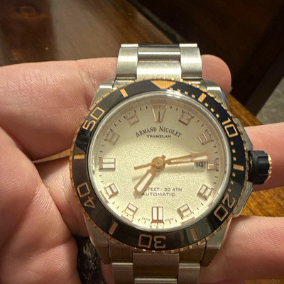 Armand Nicolet Tramelan Automatic Diver 100m Date Silver Dial Steel Bracelet