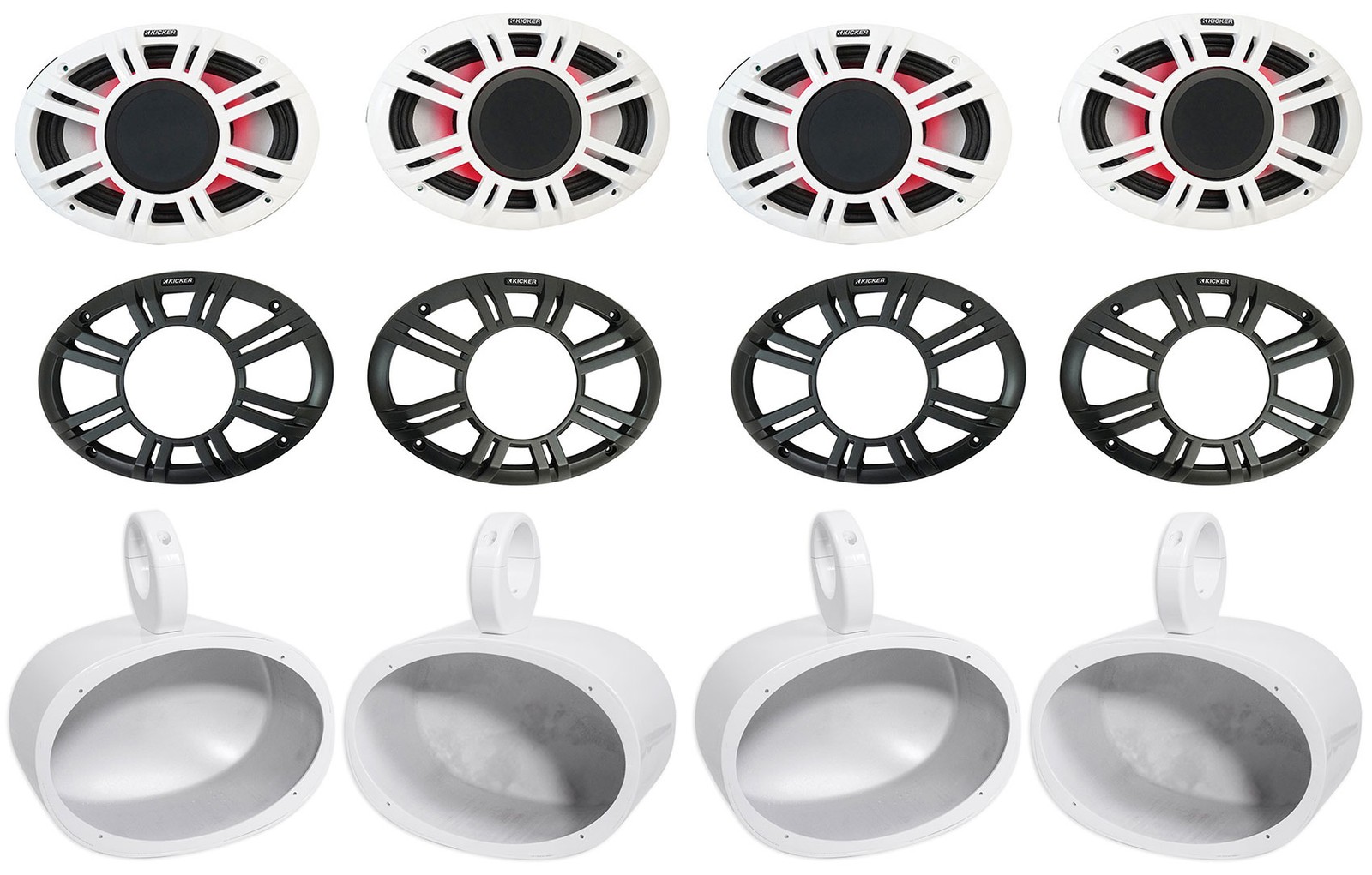 4 Колонки для вейкбординга KICKER 48KMXL694 300 Вт 6x9 белые с подсветкой KMXL69 22349000₽