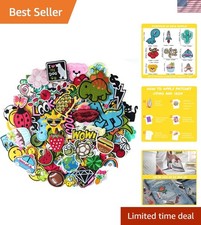 80pcs Random Assorted Styles Embroidered Patches, Bright Vivid Colors, Sew On/Ir