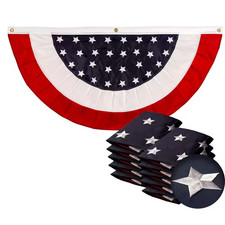 3 Ft. X 6 Ft. Embroidered USA Star Center Pleated Fan Flag Patriotic Banner with