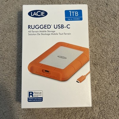 NEW LACIE RUGGED USB-C 1TB MOBILE STORAGE New Open Box