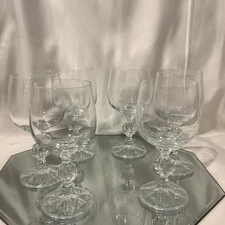 Bohemia Cascade Crystal 5.75” Wine Glass Goblet - Set of 6