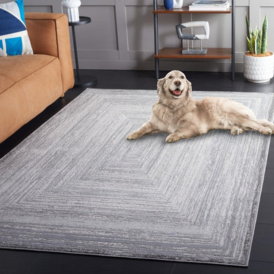 Saylor Collection 8x10 Area Rug - Grey & Ivory, Non-Shedding, Easy Clean
