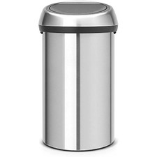 Image of Brabantia 60 Litre Large Kitchen Touch Bin (Matt Steel) Removable Lid,