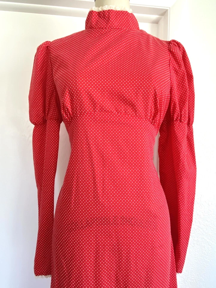 Maxi Vestido Pradera Vintage Años 70 Boho Pradera Punto Suizo Calico Cottagecore - M Foto 2 de 4