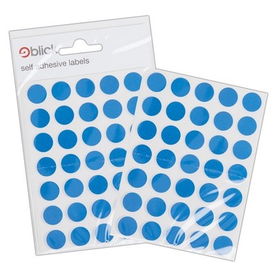 Blick Labels, Blue, Self Adhesive Stickers, Coloured Dot, Circles, 13mm, 140 Lab