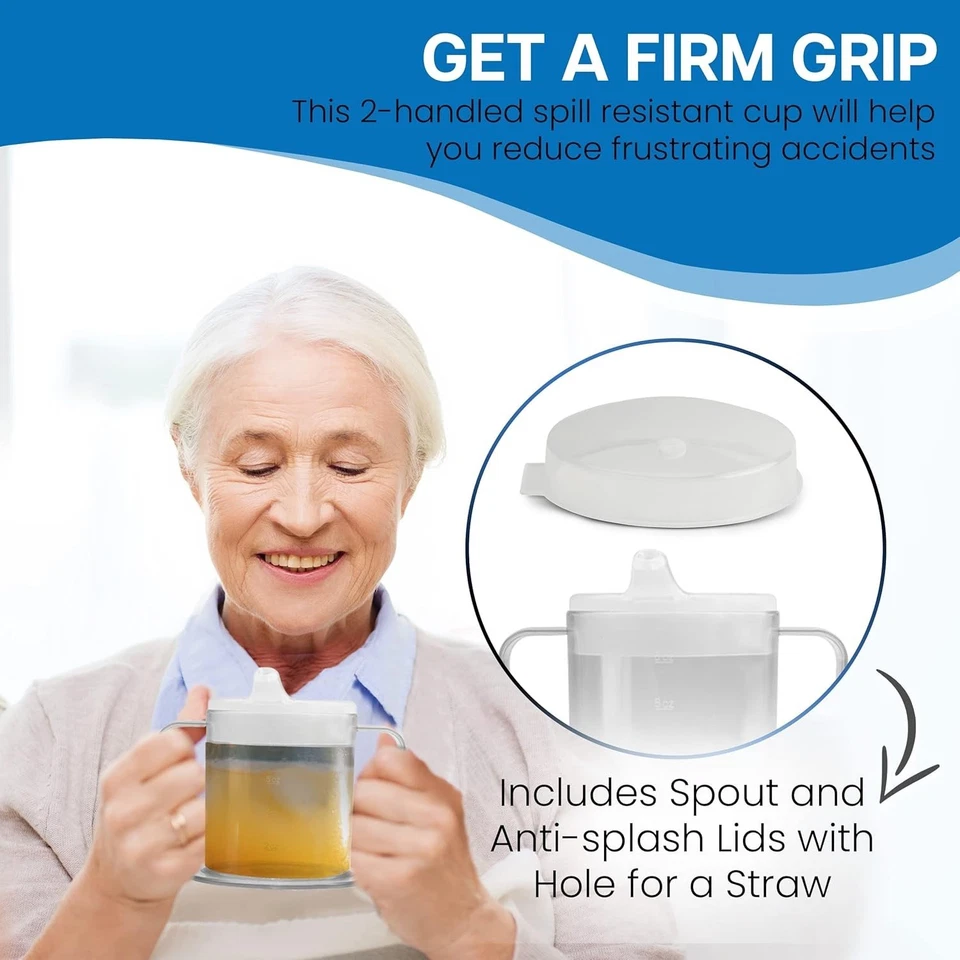 Paquete de 10 tazas para sorber adultos con asas - diseño a prueba de independencia y derrames Foto 4 de 4