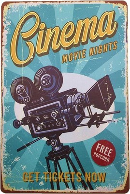 Metal Tin Signs Decor-Cinema Movie for Bar Pub Shop Funny Retro Wall Art Signs 