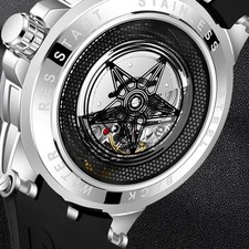 Mechanical-Style Appearance Skeleton Wristwatch Luminous 3ATM Waterproof