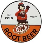VINTAGE A & W ROOT BEER PORCELAIN SIGN BEAR COCA COLA MUG PEPSI MOUNTAIN DEW POP