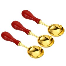 4" Wax Seal Spoon Wax Melting Spoon Vintage Wooden Handle Red 3Pcs