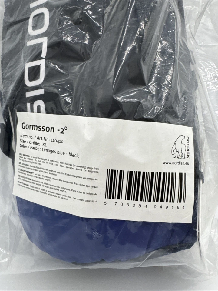 Nordisk Gormsson 睡袋 -2 XL 1380 Gr 蓝色/黑色 11040 全新带标签 — 第 2/4 张图片