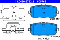 Bremsbelagsatz Scheibenbremse ATE 13.0460-5762.2 FüR MX Mazda Fiat 124 NC Abarth