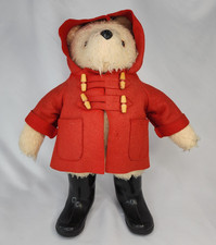 Vintage Paddington Bear Plush Gabrielle Designs Red Coat Black Boots 1980 UK Toy