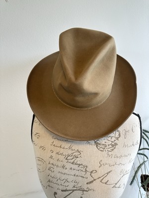 Vintage Red River Neiman Marcus Straw Cowboy Hat Feather Band Western 1980s vintage neiman marcus red River feather wool gray western  main image 4