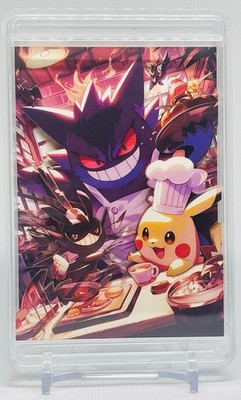 Chef Gengar & Pikachu 3D Multi-layered Paper Carved Fan Art Pokémon Card    
