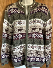 Tiara International Vtg Cardigan Sweater Zip Front Long Sleeves Women's Size Med
