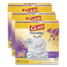 Glad 78902 Kitchen Drawstring Trash Bags - Gain Lavender/White 240/Carton New