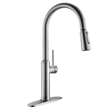 Kitchen Sink Faucets Brushed Nickel, High Arc Single Handle Kitchen Faucet wi...