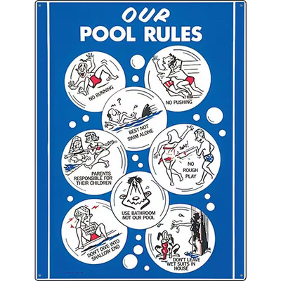 Our Pool Rules Swimming Pool Sign, Adult Animation