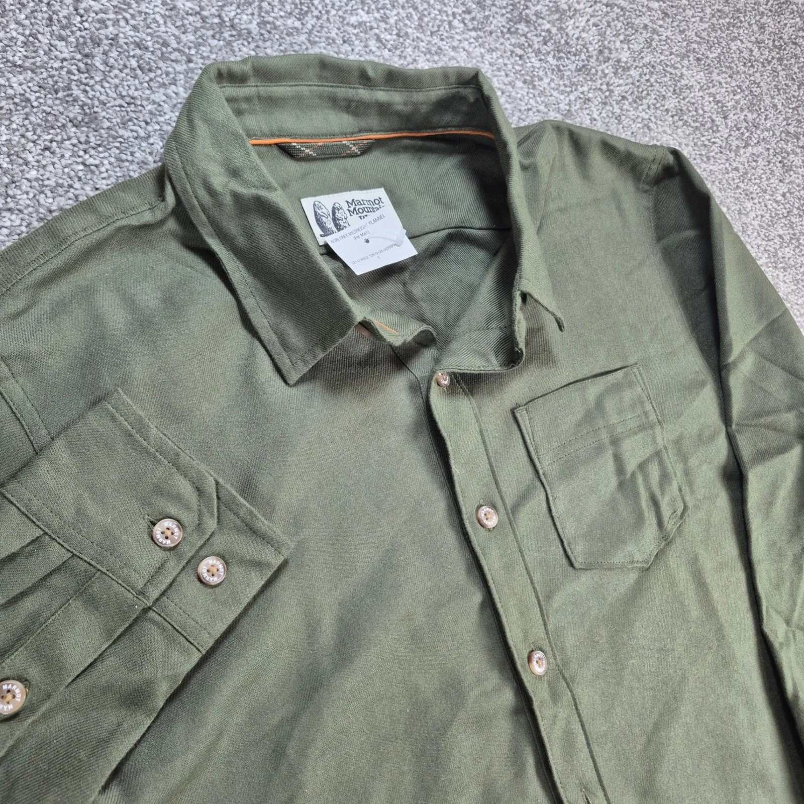 NWT Marmot Fairfax Midweight Flannel Shirt Mens Small Green Long Sleeve Hiking