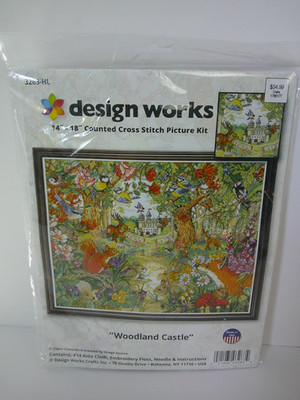 Design Works Cross Stitch Kit 3263 Woodland Castle Animals 14x18 Deer Fox
