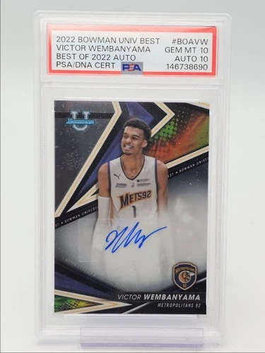 VICTOR WEMBANYAMA 2022-23 BOWMAN UNIVERSITY BEST OF 2022 AUTO PSA 10 Q0902