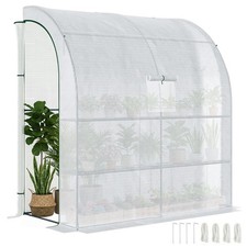 Outsunny Walk-In Lean to Wall Greenhouse w/Window&Door 200Lx 100W x 215Hcm White