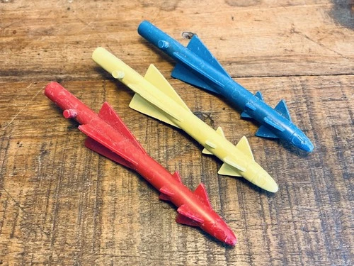 Lot 3 Original Vintage Toy MARX NIKE MISSILES MPC Play Set Space Yellow Red Blue