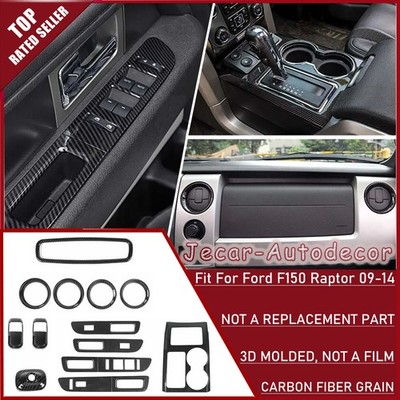 13pcs Interior Decor Cover Trim Full Kit For Ford F150 Raptor 09-14 Carbon Fiber
