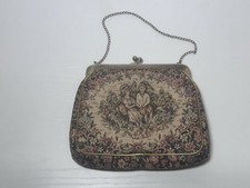 Vintage Tapestry Handbag Evening Bag With Gold tone Clasp