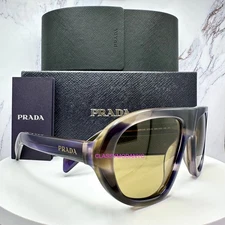 New PRADA Sunglasses PRC05S 23G70G Brown Striped Laguna Aviator Shield Mask New