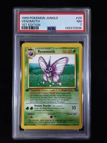 Pokémon Venomoth 1st Edition PSA 7 Jungle Set 29/64 Vintage 1999 WOTC