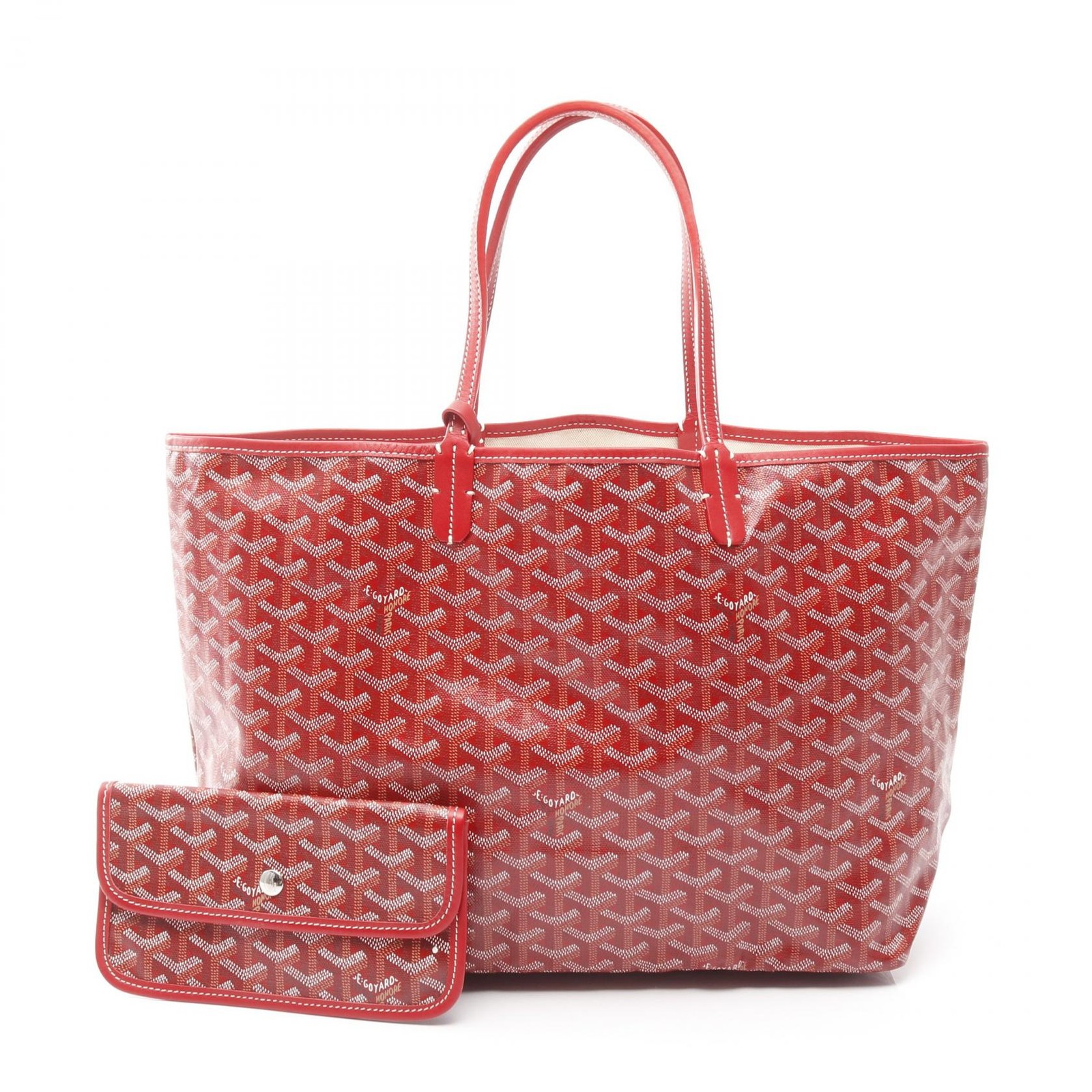 GOYARD Saint Louis PM Tote Bag PVC coated canvas leather Red Multicolor Used