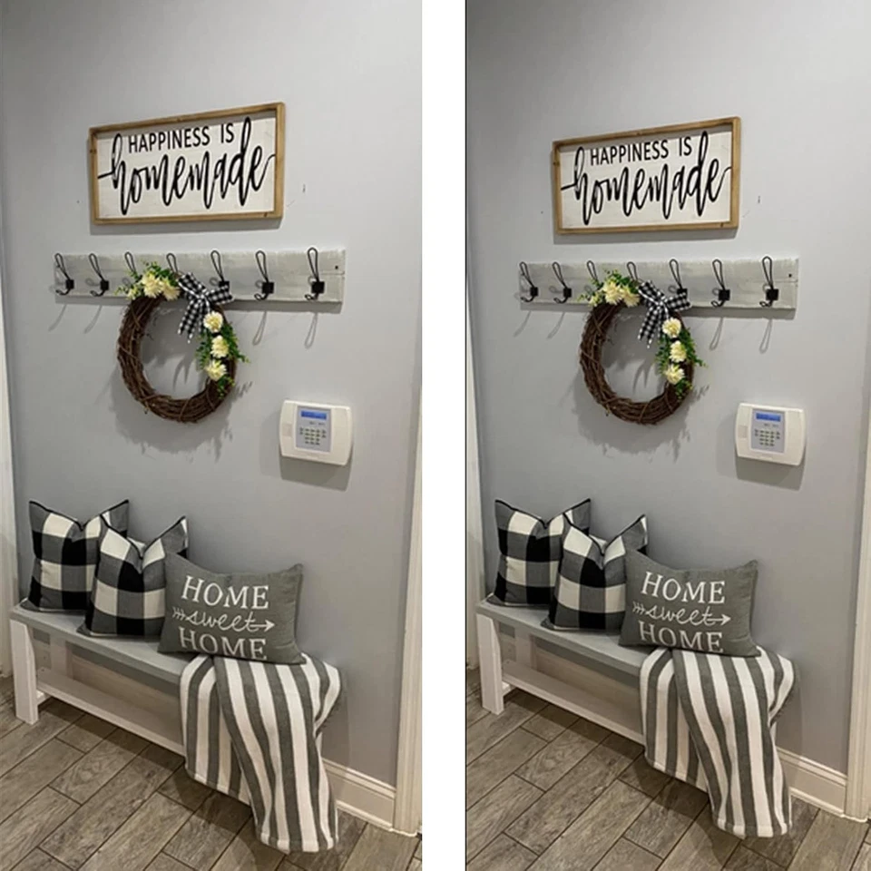 Juego de 2 fundas de almohada a cuadros de búfalo blanco negro granja 24x24 Foto 4 de 4