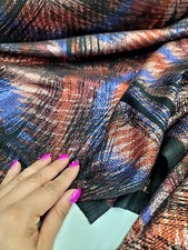 Nylon Spandex 60 W Stretch Fabric Sold BTY Design Multicolor Metallic Blue Red