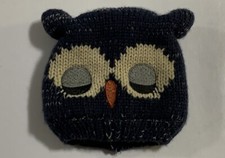 Like-New Dark Blue Sleeping Owl Wool Knot Children  s Toque With Thick Fur Lining