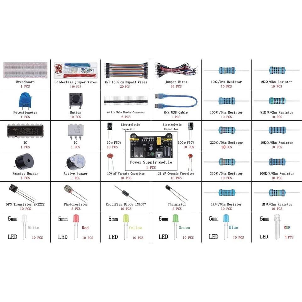 Elektronik-Komponenten-Set Spaß Sortiment mit 830 Verbindungspunkten Steckbrett - Bild 4 von 4