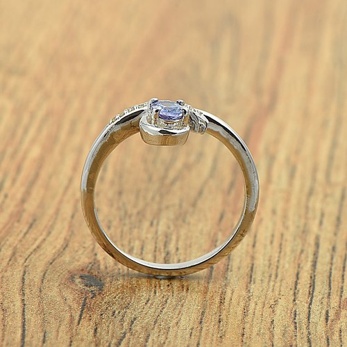 Anello in argento sterling 925 pietra preziosa tanzanite ovale naturale gioiello - Foto 3 di 3